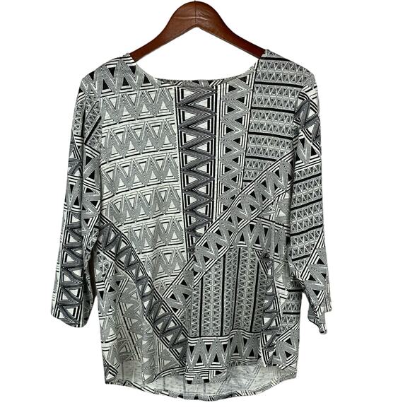 Chico’s Top Blouse Geometric Print Button Back Linen Women’s 1 M 8 - Picture 1 of 10
